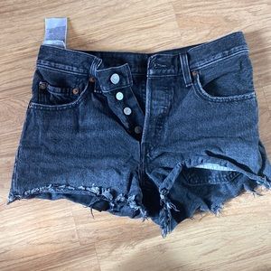 Levi black distressed shorts size 25 fit small